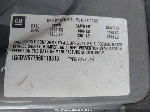 2006 CADILLAC STS 1G6DW677860110313 Photo 8