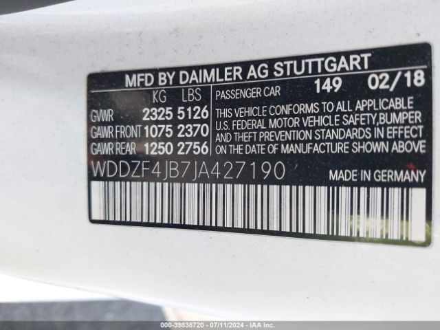 WDDZF4JB7JA427190 Mercedes-Benz E 300