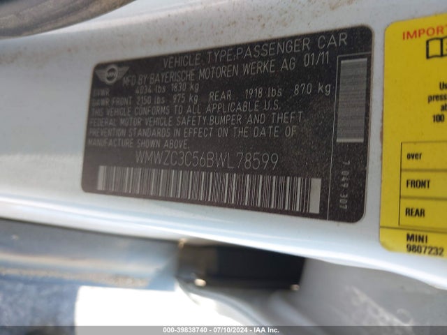 2011 MINI COOPER S COUNTRYMAN WMWZC3C56BWL78599 Photo 8