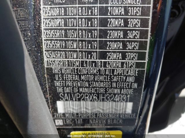 SALVP2RX6JH324031 Land Rover Range Rover Evoque Se/se Premium