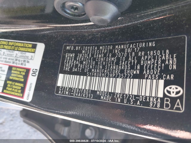 Toyota COROLLA LE 2017 5YFBURHE2HP735727 Image 9