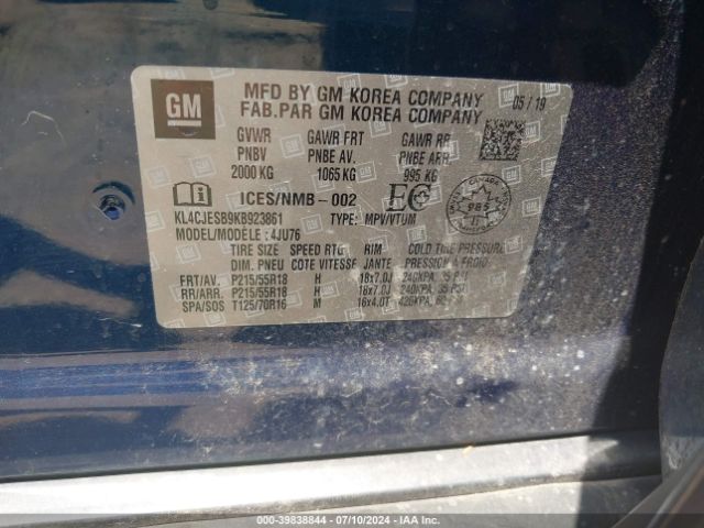 KL4CJESB9KB923861 Buick Encore Awd Preferred