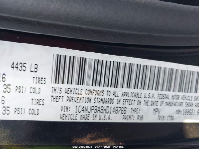 1C4NJPBA9HD148766 Jeep Patriot Sport Fwd