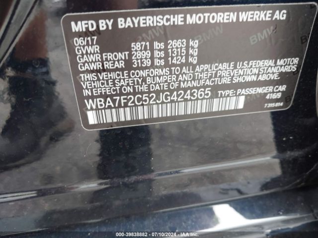 WBA7F2C52JG424365 BMW Alpina B7 Xdrive