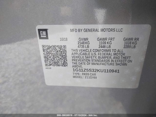 1G11Z5S32KU110941 Chevrolet IMPALA LT