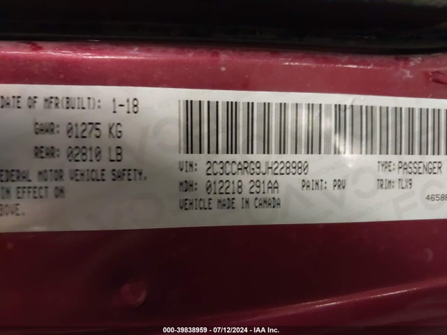 2C3CCARG9JH228980 Chrysler 300 Touring L Awd