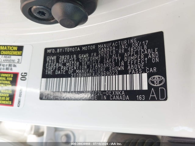 Toyota COROLLA LE 2018 2T1BURHEXJC969023 Image 9
