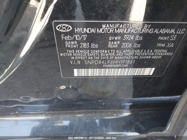 Hyundai Elantra Value Edition 2017 5NPD84LF6HH191861 Image 9