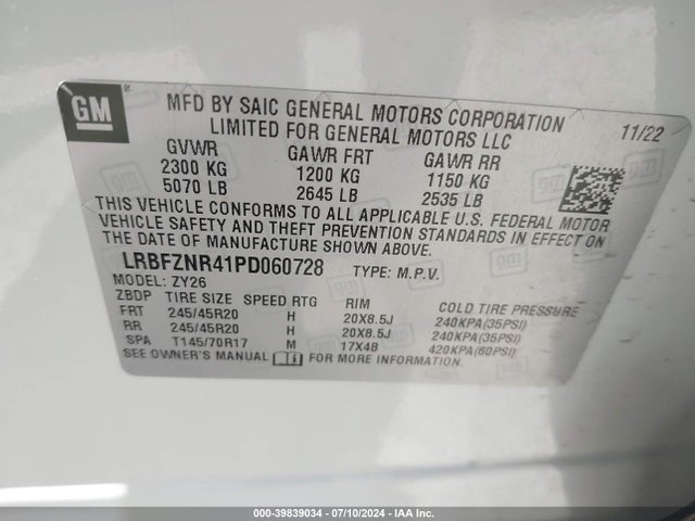 LRBFZNR41PD060728 Buick Envision Essence Fwd