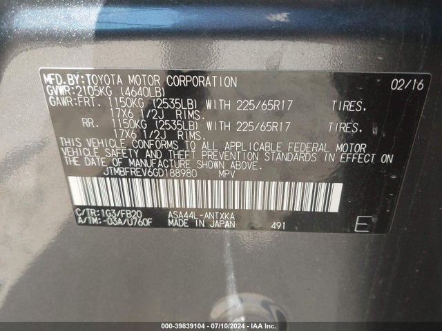 Toyota RAV4 LE 2016 JTMBFREV6GD188980 Image 9