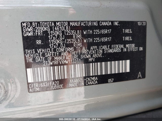 Toyota Rav4 Xle 2021 2T3W1RFVXMW113311 Image 9