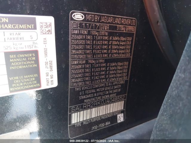 2018 LAND ROVER DISCOVERY SALRR2RK0JA048552 Photo 8