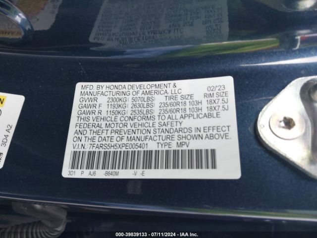 7FARS5H5XPE005401 Honda Cr-v Hybrid Sport