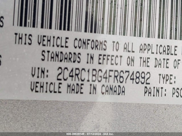 2C4RC1BG4FR674892 Chrysler Town & Country Touring