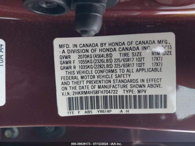 2HKRM4H58FH704722 Honda CR-V EX