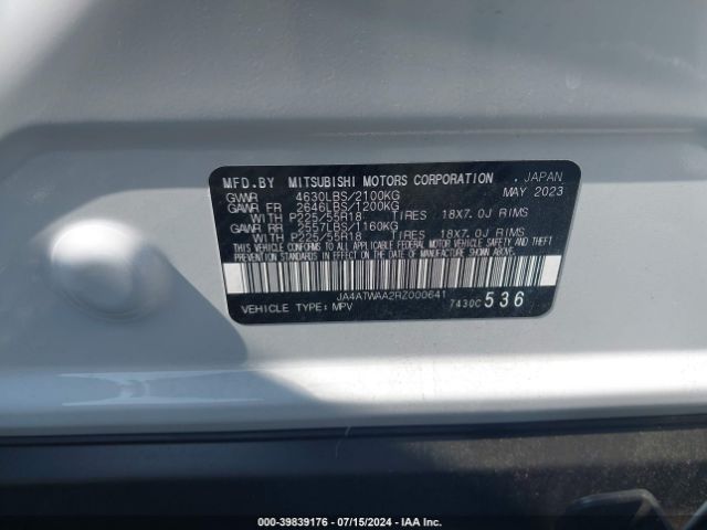 JA4ATWAA2RZ000641 Mitsubishi Eclipse Cross Se S-awc/sel S-awc