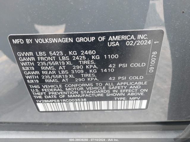 1V2BMPE81RC003536 Volkswagen Id.4 Standard