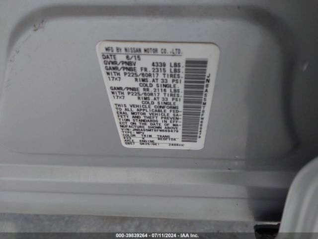 JN8AS5MT8FW669479 Nissan Rogue Select S