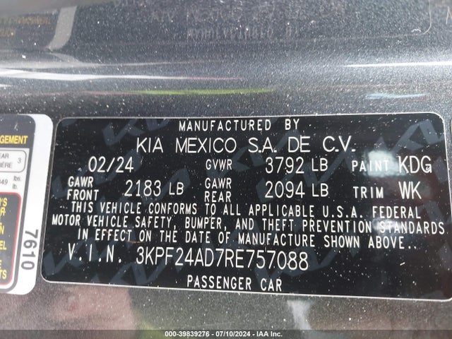 KIA Forte Lxs 2024 3KPF24AD7RE757088 Image 9