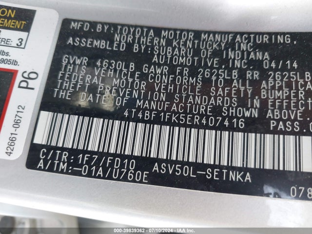 Toyota CAMRY LE 2014 4T4BF1FK5ER407416 Image 9