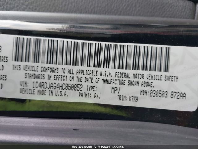 1C4RDJAG4HC850852 Dodge Durango Sxt Awd