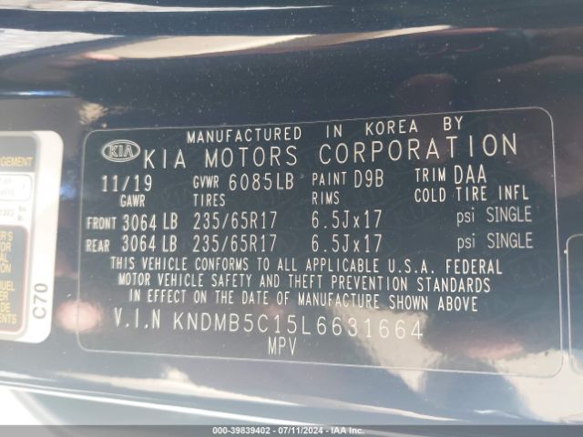 KNDMB5C15L6631664 KIA SEDONA LX