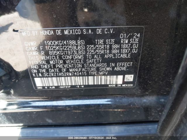 3CZRZ1H52RM740415 Honda Hr-v 2wd Sport/2wd Sport W/o Bsi