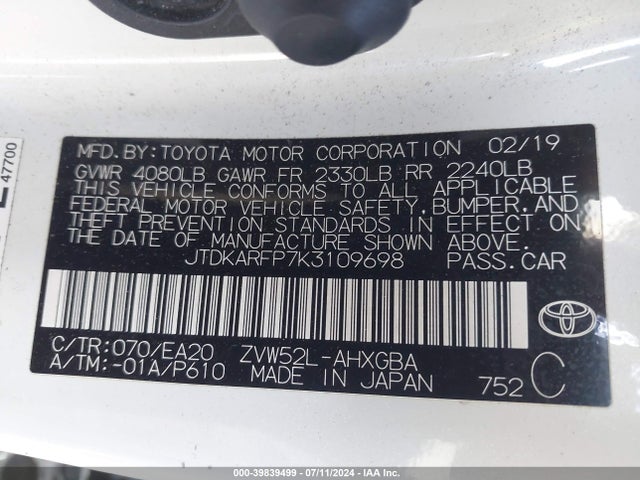 Toyota Prius Prime Premium 2019 JTDKARFP7K3109698 Image 9