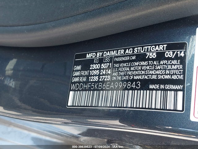 Mercedes-Benz E 350 2014 WDDHF5KB6EA999843 Image 9