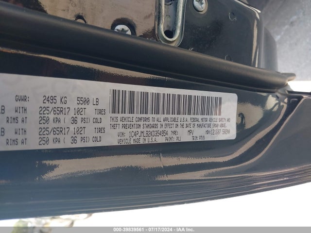 1C4PJMLB2KD354954 Jeep Cherokee Latitude Plus 4x4