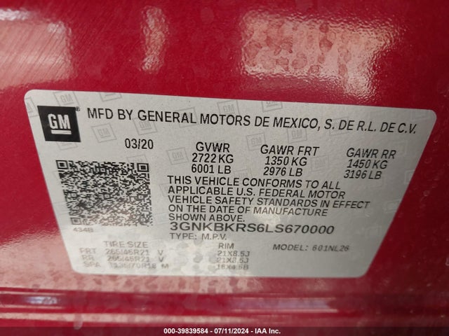 Chevrolet Blazer Awd Rs 2020 3GNKBKRS6LS670000 Image 9