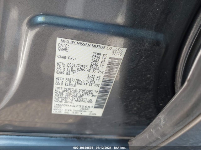 Nissan Frontier Sv 2016 1N6AD0ERXGN755683 Image 9