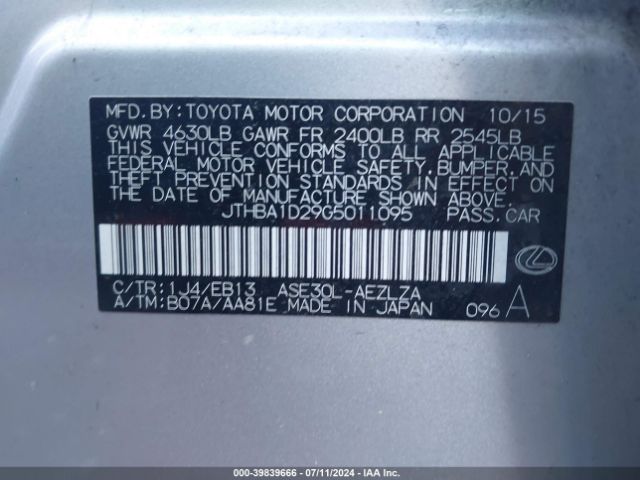 JTHBA1D29G5011095 Lexus IS 200T
