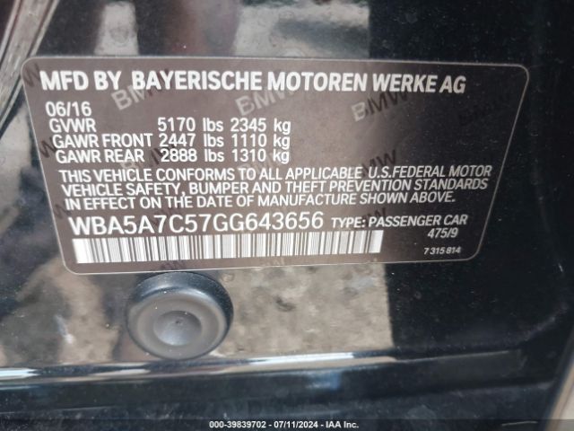 WBA5A7C57GG643656 BMW 528i Xdrive