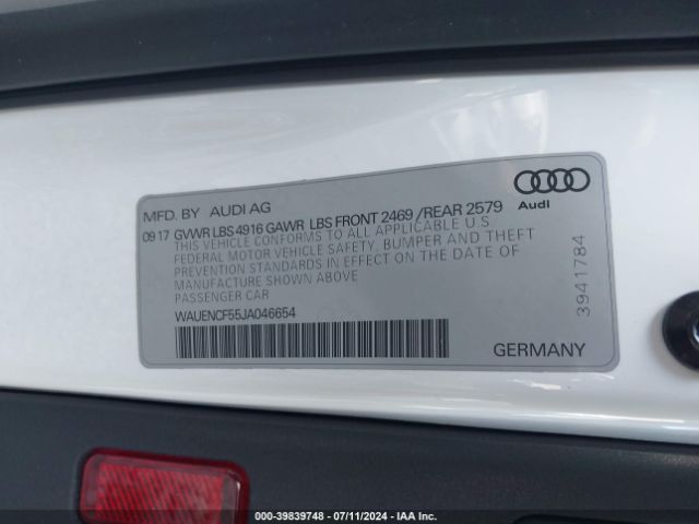 WAUENCF55JA046654 Audi A5 2.0t Premium