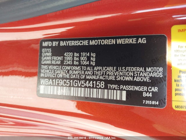 WBA1F9C51GV544158 BMW 228I