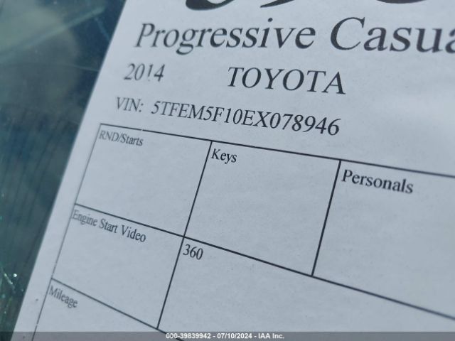5TFEM5F10EX078946 Toyota Tundra Sr5 4.6l V8