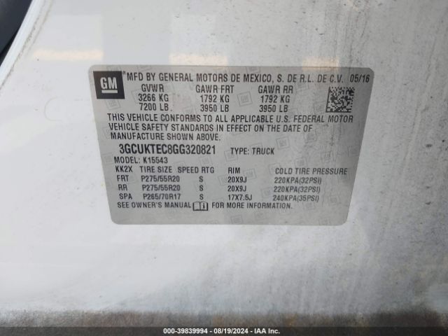 3GCUKTEC8GG320821 Chevrolet Silverado 1500 High Country