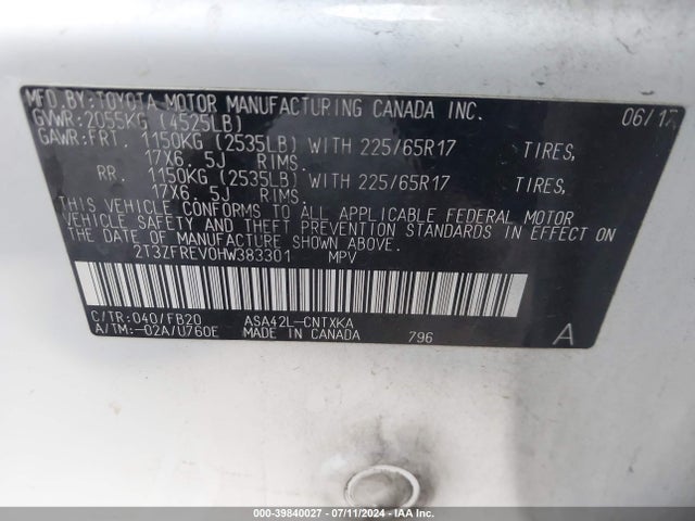 Toyota RAV4 LE 2017 2T3ZFREV0HW383301 Image 9