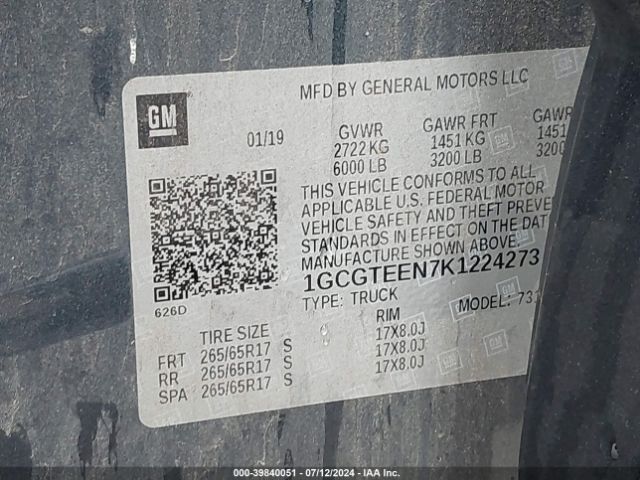 1GCGTEEN7K1224273 Chevrolet Colorado Zr2