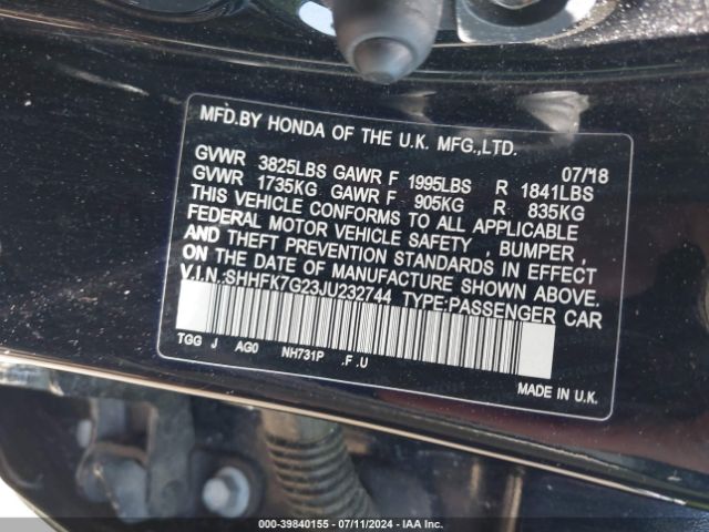 SHHFK7G23JU232744 Honda Civic Lx