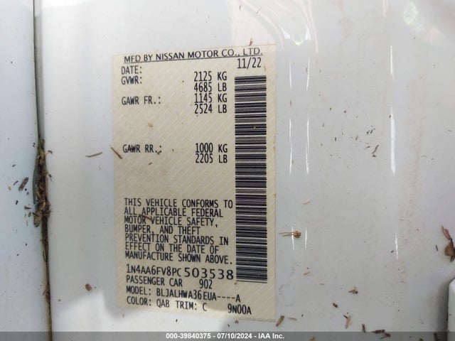 Nissan Maxima Platinum Xtronic Cvt 2023 1N4AA6FV8PC503538 Image 9