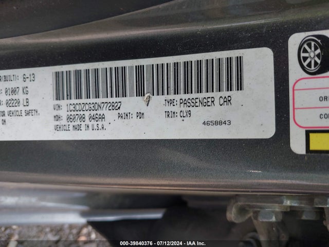 Aukcja sprzedaży 2013 Dodge Avenger Sxt, vin: 1C3CDZCG3DN772827, numer aukcji: 39840376