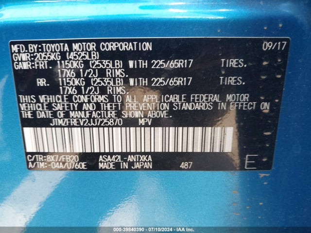 Toyota RAV4 LE 2018 JTMZFREV2JJ725870 Image 9