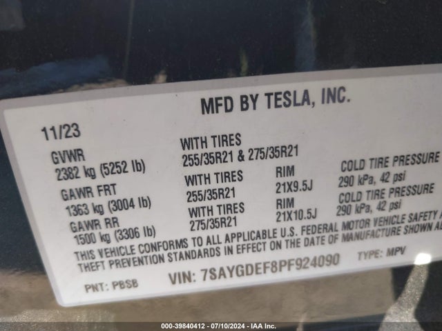 7SAYGDEF8PF924090 Tesla Model Y Awd/performance Dual Motor All-wheel Drive