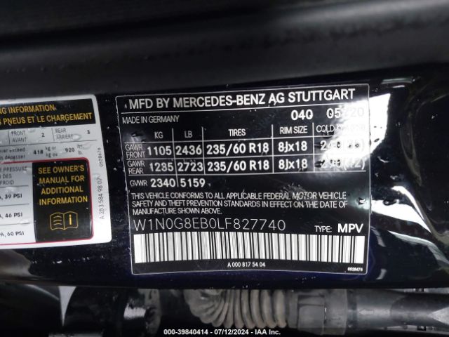 W1N0G8EB0LF827740 Mercedes-Benz Glc 300 4matic