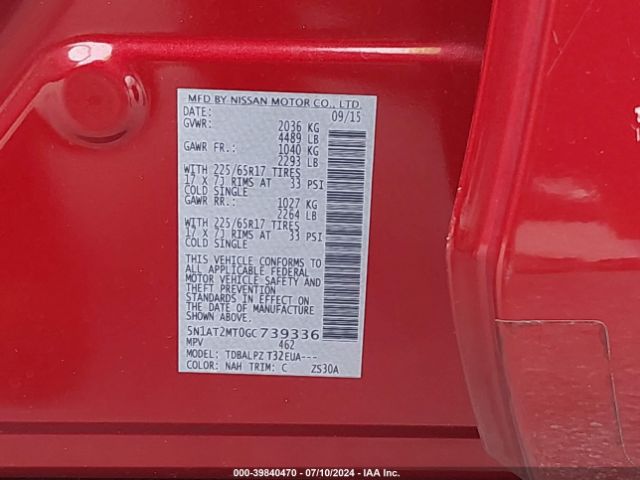 5N1AT2MT0GC739336 Nissan Rogue S/sl/sv