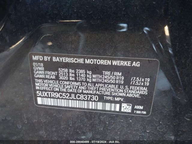 5UXTR9C52JLC83730 BMW X3 Xdrive30i