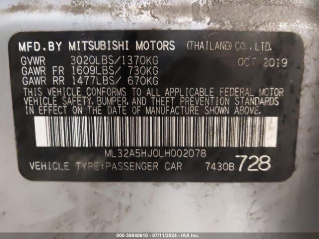 ML32A5HJ0LH002078 Mitsubishi MIRAGE LE