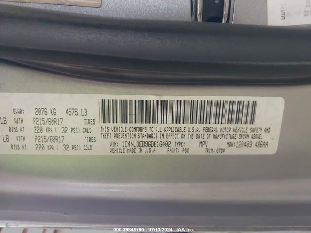 1C4NJDEB9GD616402 Jeep Compass Latitude